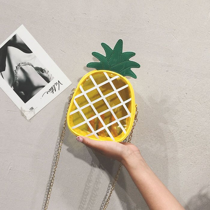 Wholesale New fashionable and personalized PVC transparent jelly pineapple bag for small bags, single shoulder crossbody women's bag