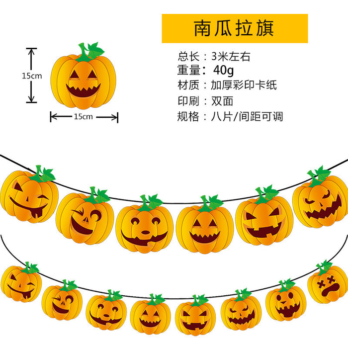 Wholesale Flag Pendant Pumpkin Paper Flower Party Supplies Scene Layout Decoration Triangle