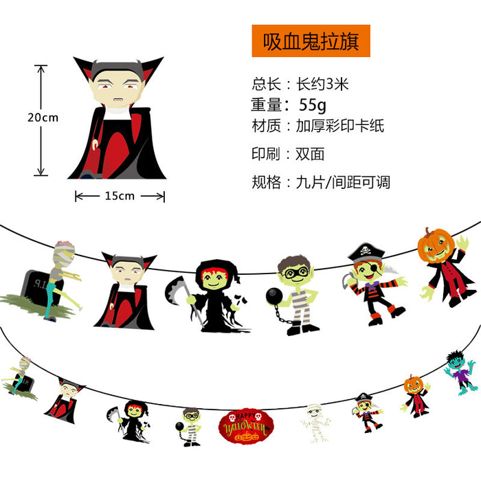 Wholesale Flag Pendant Pumpkin Paper Flower Party Supplies Scene Layout Decoration Triangle