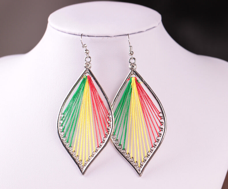 Wholesale Fashionable and trendy silk earrings, handmade oval exaggerated earrings accessories