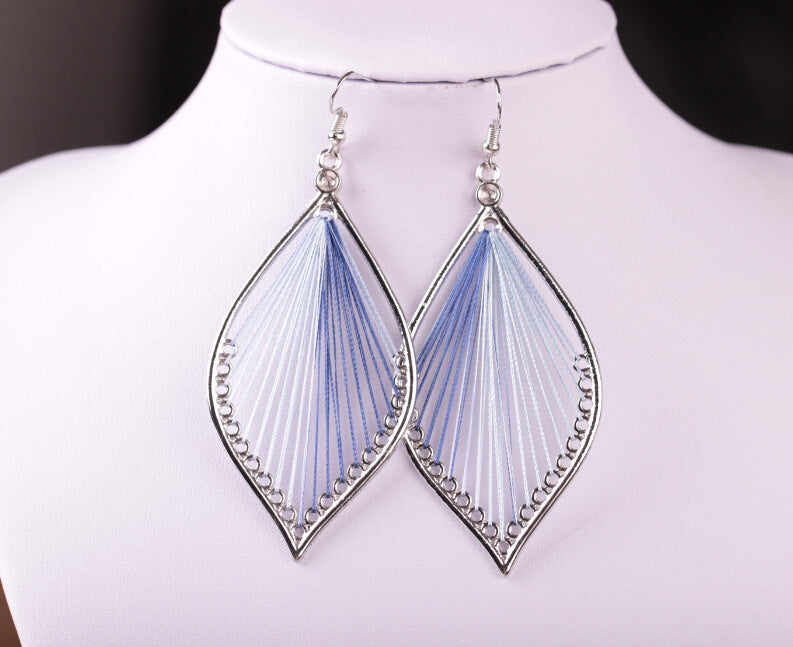 Wholesale Fashionable and trendy silk earrings, handmade oval exaggerated earrings accessories