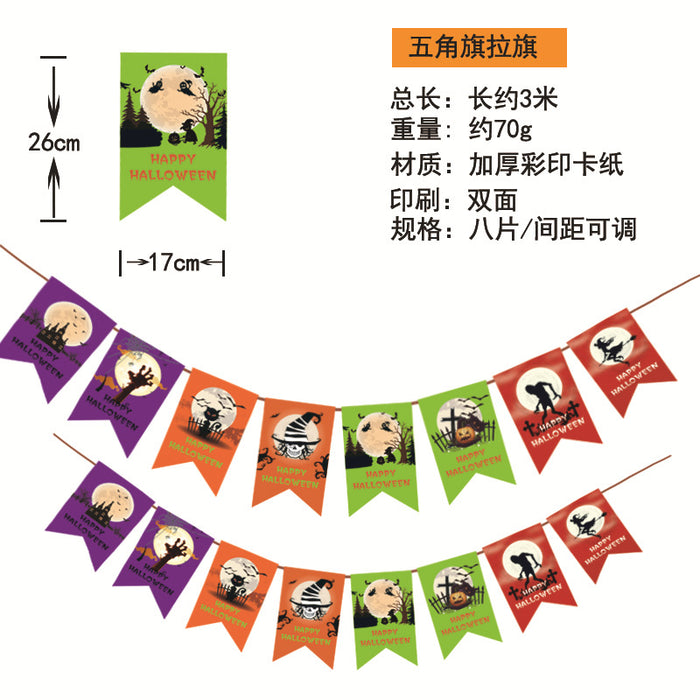 Wholesale Flag Pendant Pumpkin Paper Flower Party Supplies Scene Layout Decoration Triangle