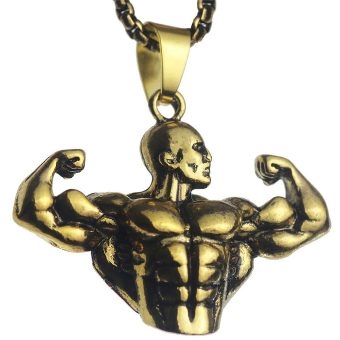 Wholesale Muscle pendant men's sports and fitness necklace