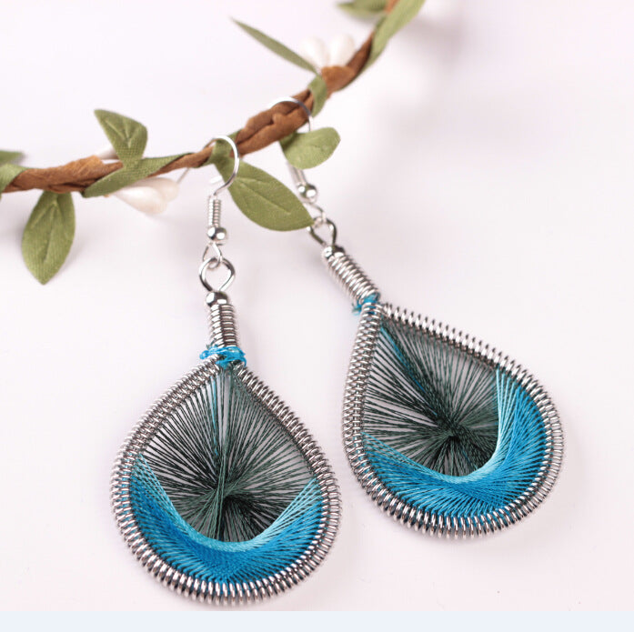 Wholesale Fashionable and trendy silk earrings, handmade oval exaggerated earrings accessories