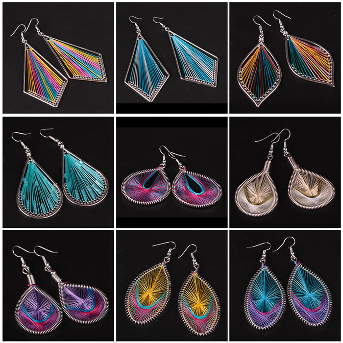 Wholesale Fashionable and trendy silk earrings, handmade oval exaggerated earrings accessories