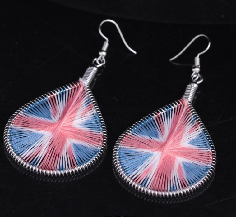Wholesale Fashionable and trendy silk earrings, handmade oval exaggerated earrings accessories