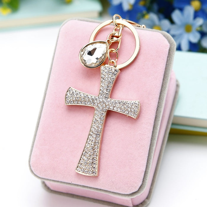 Wholesale Diamond inlaid robot car keychain pendant metal keychain ring