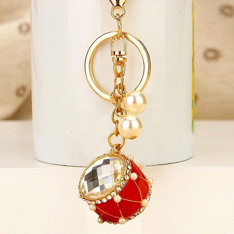 Wholesale Diamond inlaid robot car keychain pendant metal keychain ring