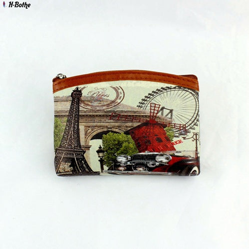 Wholesale Retro Ancient Architecture Eiffel Tower Printing Coin Purse Coin Bag JDC-WT-QW006