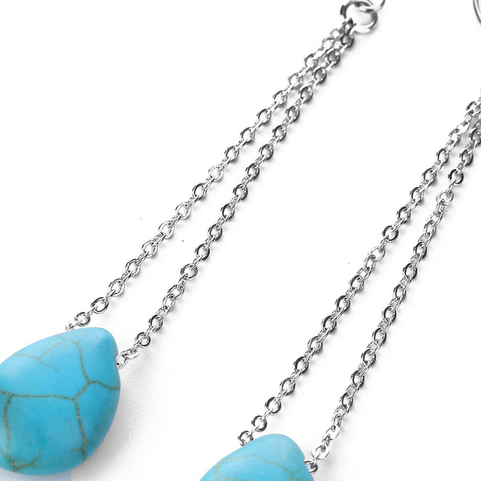 Wholesale Simple retro turquoise earrings tassel earrings earrings jewelry