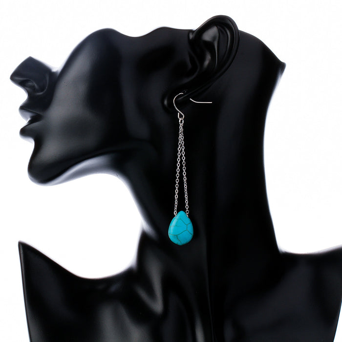 Wholesale Simple retro turquoise earrings tassel earrings earrings jewelry