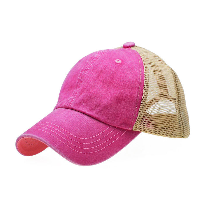 old wash cotton solid color light plate net cap baseball cap men and women  tide