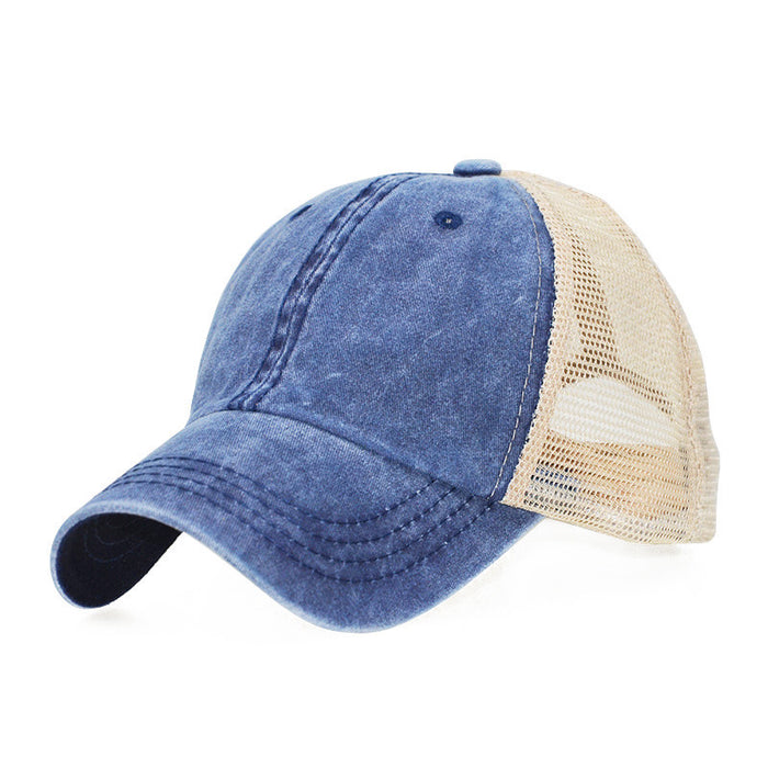 old wash cotton solid color light plate net cap baseball cap men and women  tide