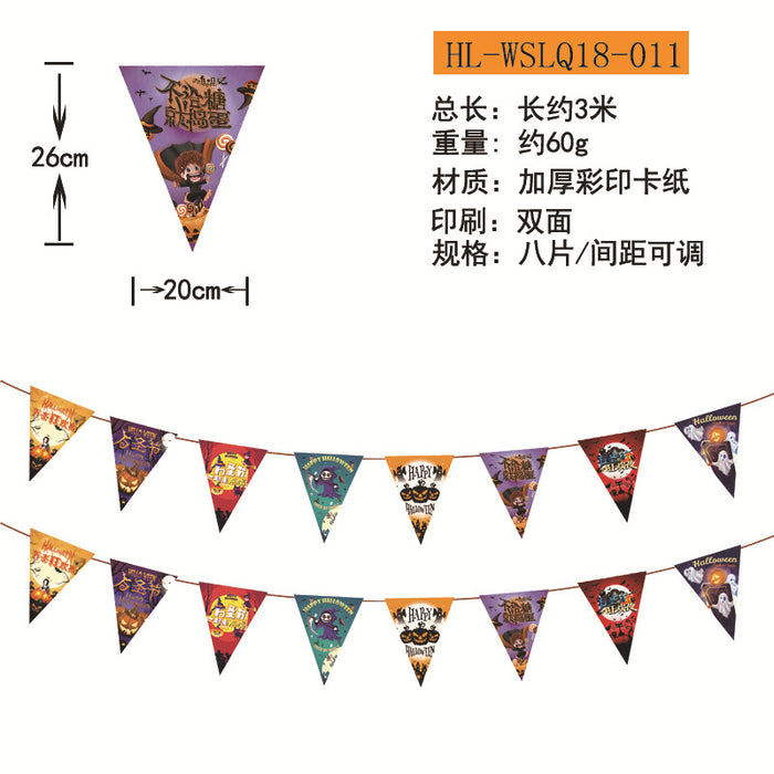 Wholesale Flag Pendant Pumpkin Paper Flower Party Supplies Scene Layout Decoration Triangle