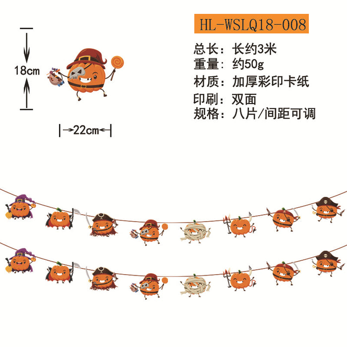 Wholesale Flag Pendant Pumpkin Paper Flower Party Supplies Scene Layout Decoration Triangle