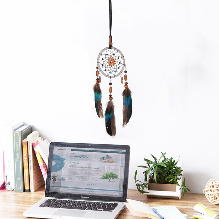Wholesale Handmade Dream Catcher Car Pendant Feather Boho Decorative Accessory