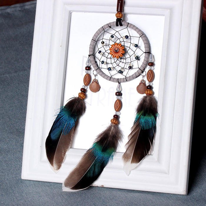 Wholesale Handmade Dream Catcher Car Pendant Feather Boho Decorative Accessory