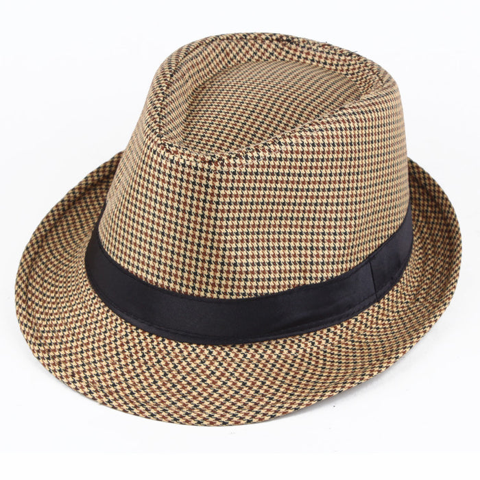 Wholesale Spring Houndstooth Plaid Top Hat Jazz Hat JDC-FH-DG009