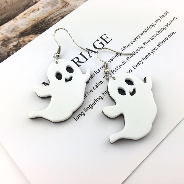 Wholesale Halloween Cute Pumpkin Acrylic Printing Earrings JDC-ES-QingM003