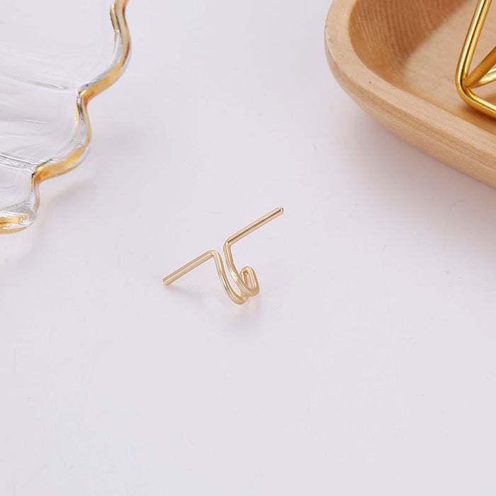 Wholesale Minimalist and personalized alloy cartilage earrings with double loops and ear clips without ear holes