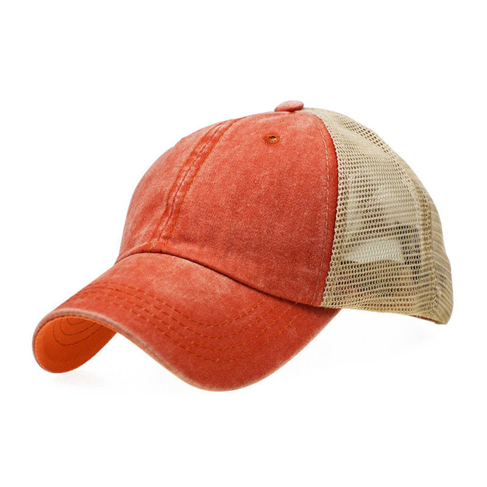 old wash cotton solid color light plate net cap baseball cap men and women  tide