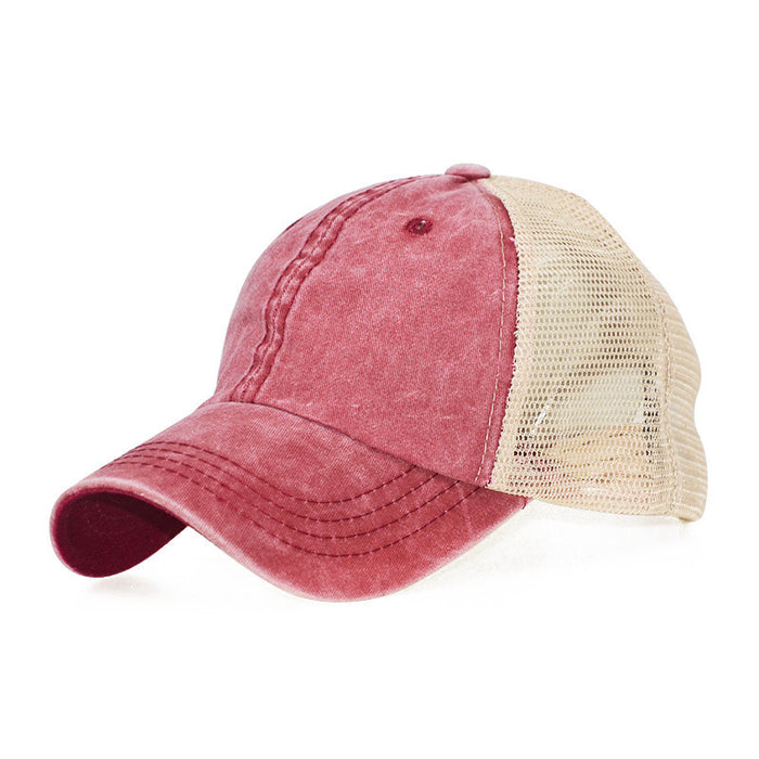 old wash cotton solid color light plate net cap baseball cap men and women  tide