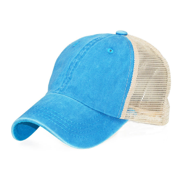 old wash cotton solid color light plate net cap baseball cap men and women  tide