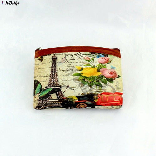 Wholesale Retro Ancient Architecture Eiffel Tower Printing Coin Purse Coin Bag JDC-WT-QW006