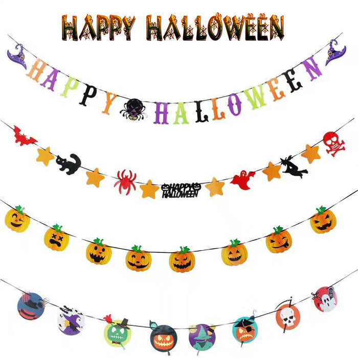 Wholesale Flag Pendant Pumpkin Paper Flower Party Supplies Scene Layout Decoration Triangle