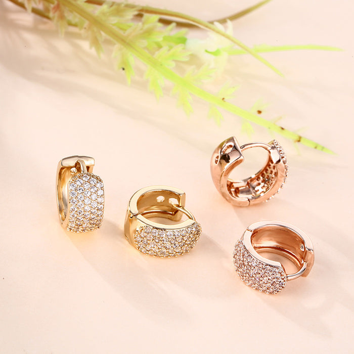 Wholesale Geometric Full Diamond Ear Ring Jewelry with Elegant Style Zircon Inlaid Diamond Copper Silver Plated Zircon Ear Clip Buckle