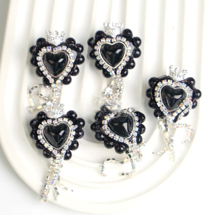 Wholesale Cat Eye Love Crown Beads Full of Diamond Tassel Acrylic Beads JDC-BDS-NYX010