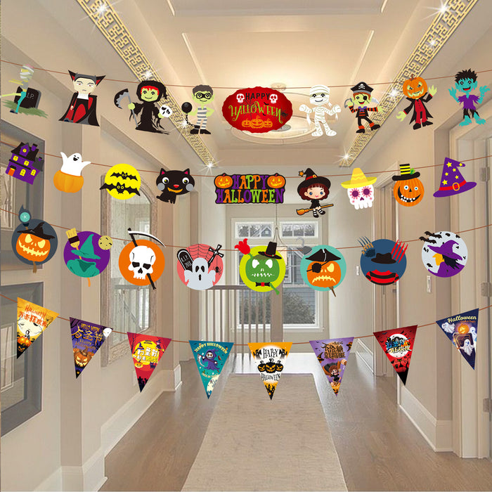 Wholesale  Flag Pendant Pumpkin Paper Flower Party Supplies Scene Layout  Decoration Triangle