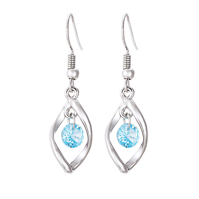 Wholesale Silver Earhook New Earrings Long Twisted Diamond Earrings Silver Women's Jewelry