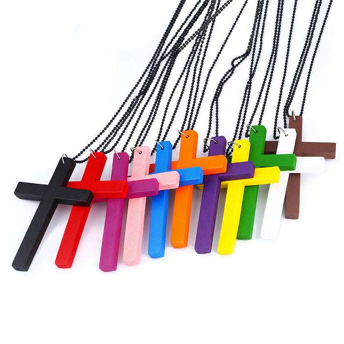 Wholesale Fast Fashion Cross Necklace Wooden JDC-NE-AS008