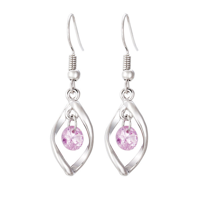 Wholesale Silver Earhook New Earrings Long Twisted Diamond Earrings Silver Women's Jewelry