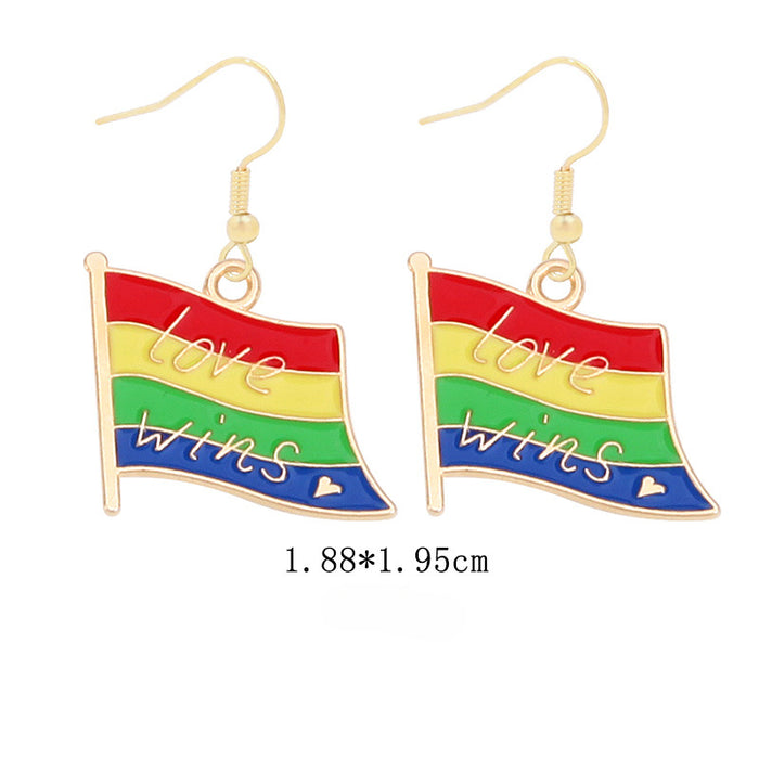 Wholesale 5pcs Rainbow Festival Love Zinc Alloy Valentine's Day Earrings JDC-ES-BingLi001