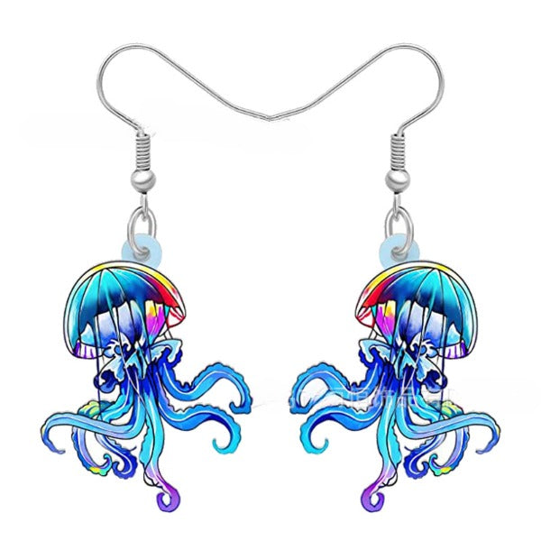 Wholesale Acrylic Cute Girl Cartoon Jellyfish Pendant Earrings JDC-ES-Yuhen007