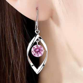 Wholesale Silver Earhook New Earrings Long Twisted Diamond Earrings Silver Women's Jewelry