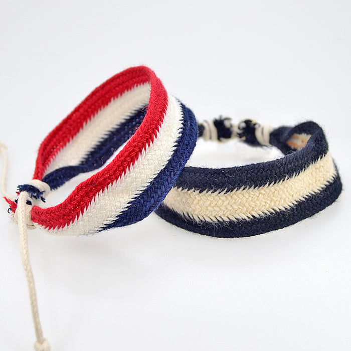 Wholesale Cotton and Linen Contrast Color Simple Hand-woven Bracelet JDC-BT-QianY008
