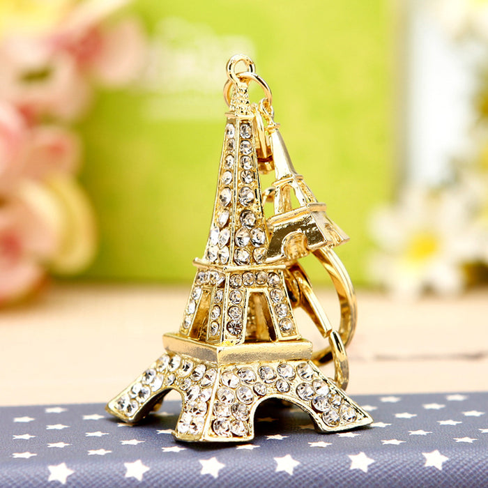Wholesale Diamond inlaid robot car keychain pendant metal keychain ring