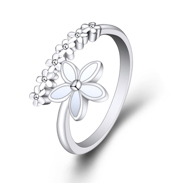 Wholesale Fashionable flower ring, index finger ring, silver jewelry with open mouth