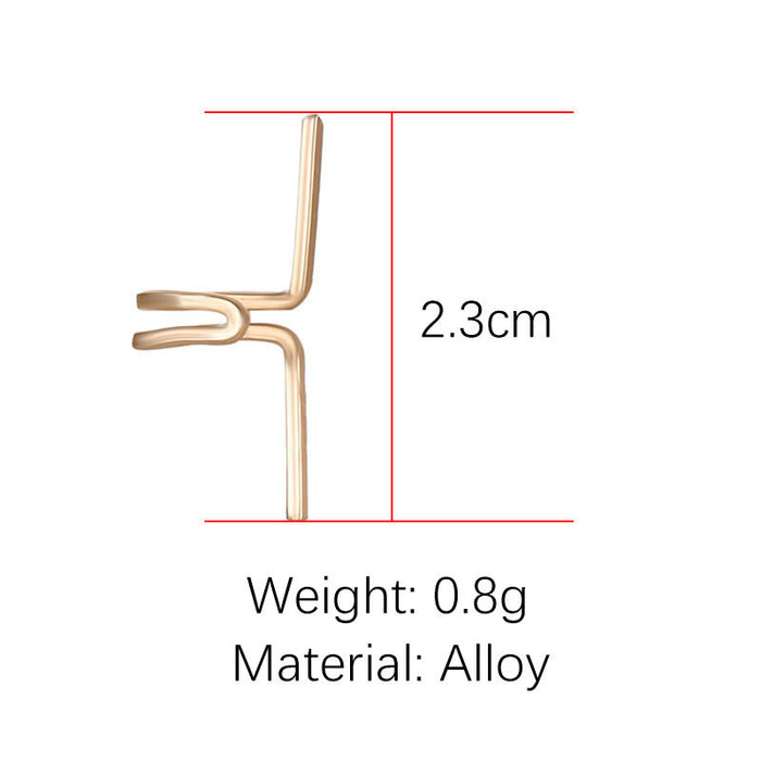 Wholesale Minimalist and personalized alloy cartilage earrings with double loops and ear clips without ear holes