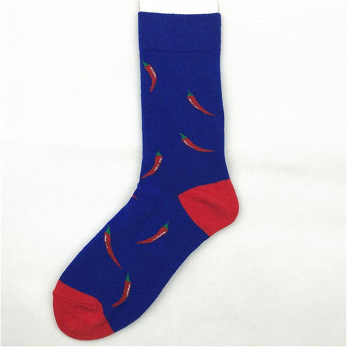 Wholesale Trendy Men and Women Couple Trendy Socks Men's Long Cotton Socks Animal Color Fruit Jacquard Socks Happy Socks JDC-SK-CG008