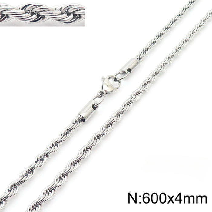Wholesale 2pcs Simple Titanium Steel Twist Chain Necklace JDC-NE-KaLun004