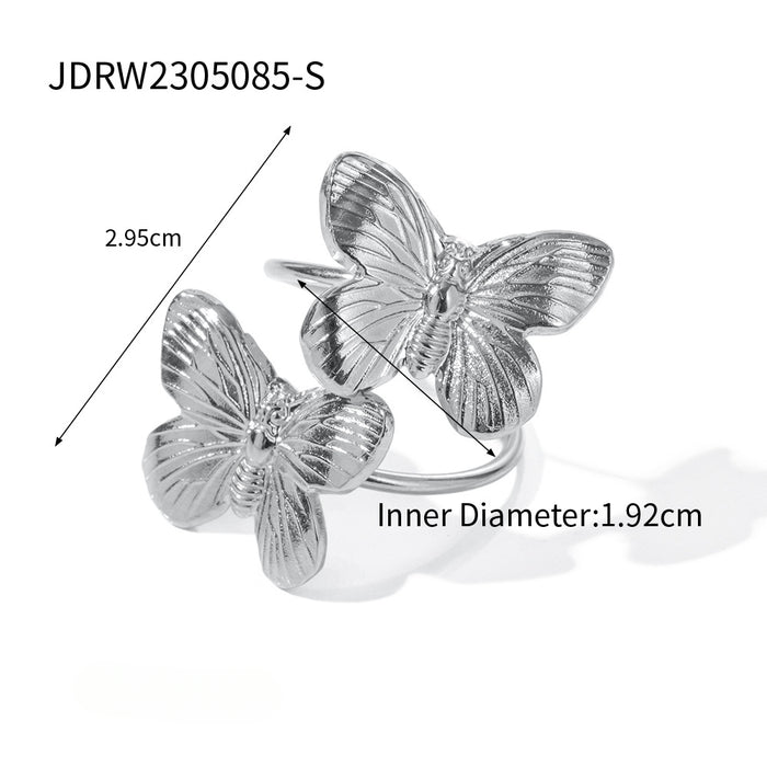 Wholesale Sand Gold Butterfly Set Series Stainless Steel Bracelet, Ring Necklace JDC-NE-Wanx003