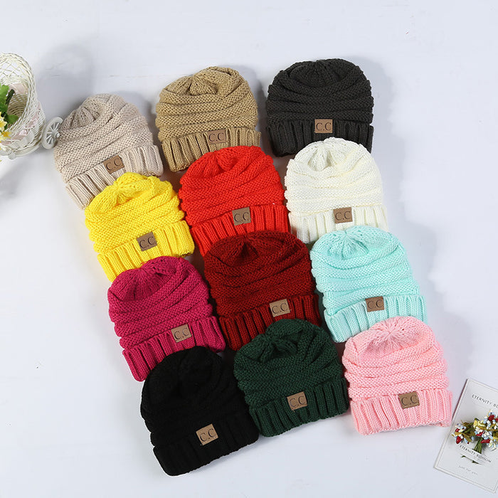 Wholesale Autumn and Winter Children's C Label Can Be Labeled with Versatile Yarn Edge Knitted Cap JDC-FH-HengYu005