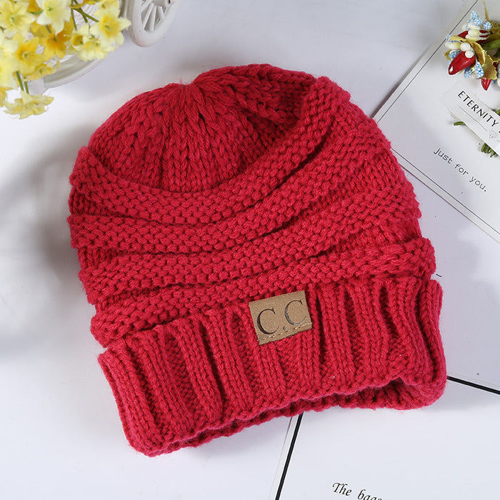 Wholesale Autumn and Winter Children's C Label Can Be Labeled with Versatile Yarn Edge Knitted Cap JDC-FH-HengYu005