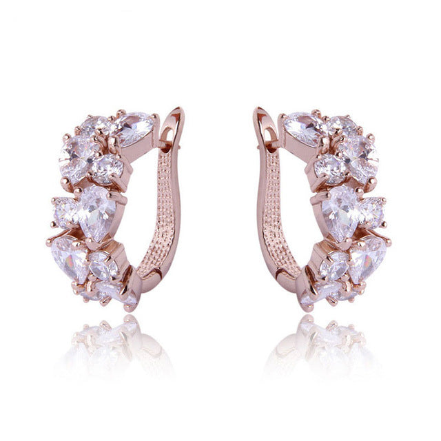 Wholesale Ear Buckle Crystal Zircon Fashion Rose Gold Earrings Zirconia Ear Accessories Earrings