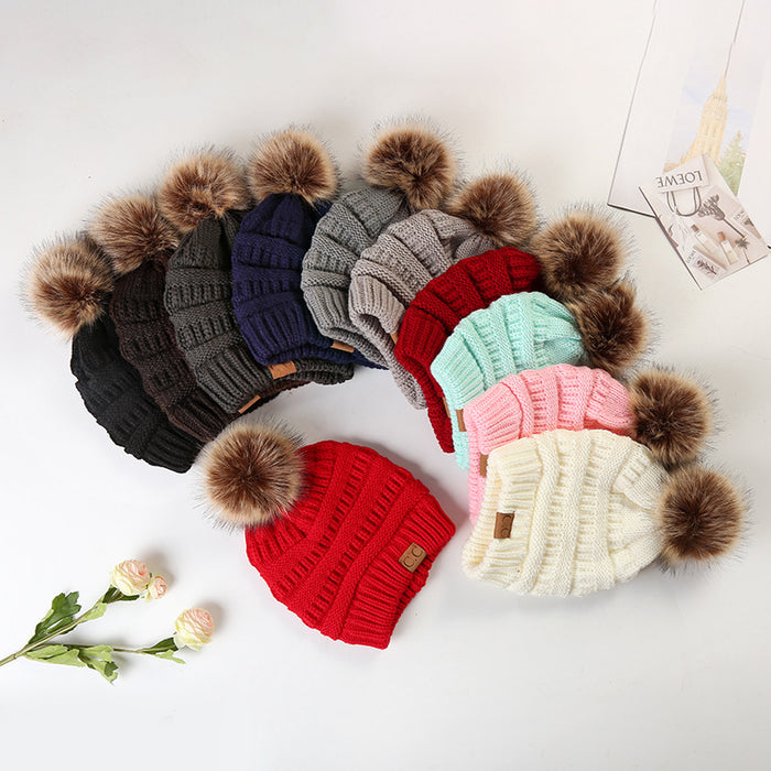 Wholesale Autumn and Winter Thick Non Velvet Knitted Hat, Wool Ball Knitted Hat JDC-FH-HengYu006