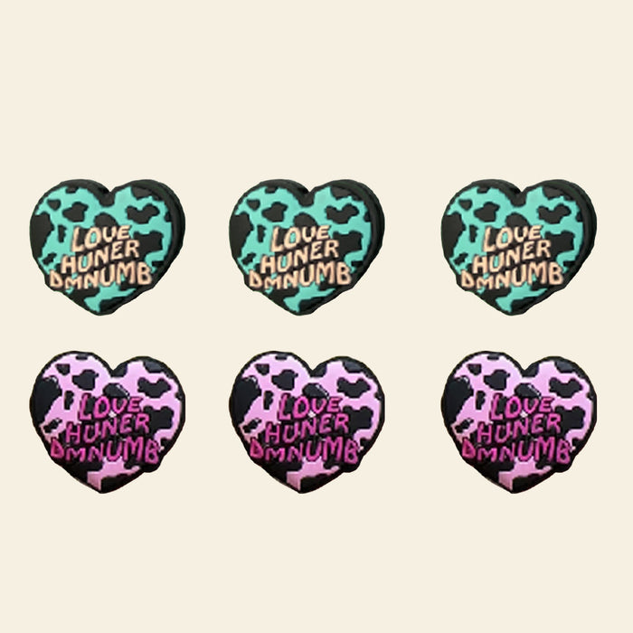 Wholesale 10/20PCS Cow Print Heart Silicone Beads JDC-BDS-NaiSi145